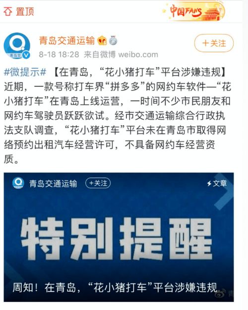 花小豬在青島“翻車”？蓬萊部門發(fā)布網(wǎng)約車新規(guī)，規(guī)范行業(yè)發(fā)展剛剛開始